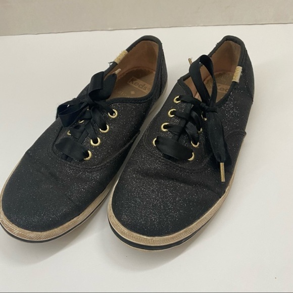 Kate‎ Spade X Keds size 2M black glitter shoes